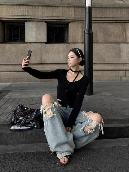 Wool Neck-Wrap Base Layer Cardigan