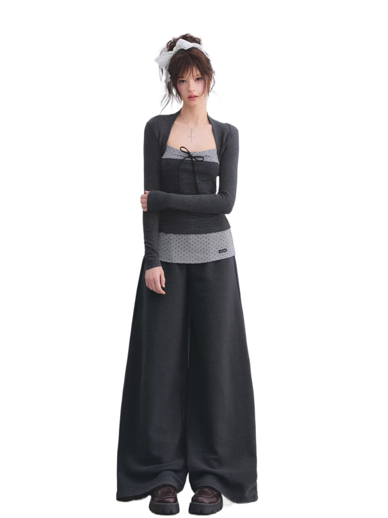 Faux-Layer Top and Pants Set