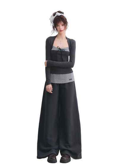 Faux-Layer Top and Pants Set