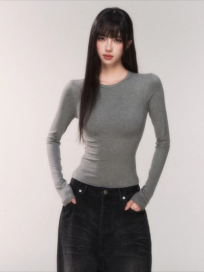 Waist-Cinching Long-Sleeve Crewneck Base Tee