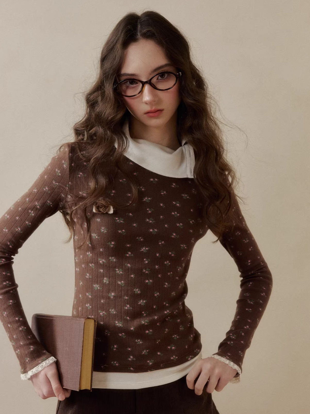 Knit Polo-Collar Long Sleeve T-Shirt