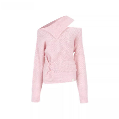 Off-Shoulder Relaxed Alpaca Knit Sweater