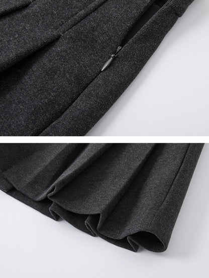 Wool Blend Pleated Skirt