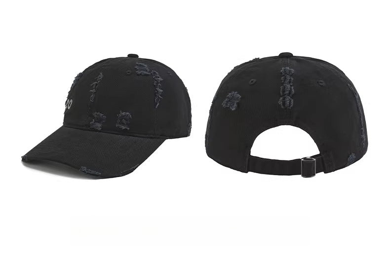 Distressed Washed Eyelet Baseball Cap