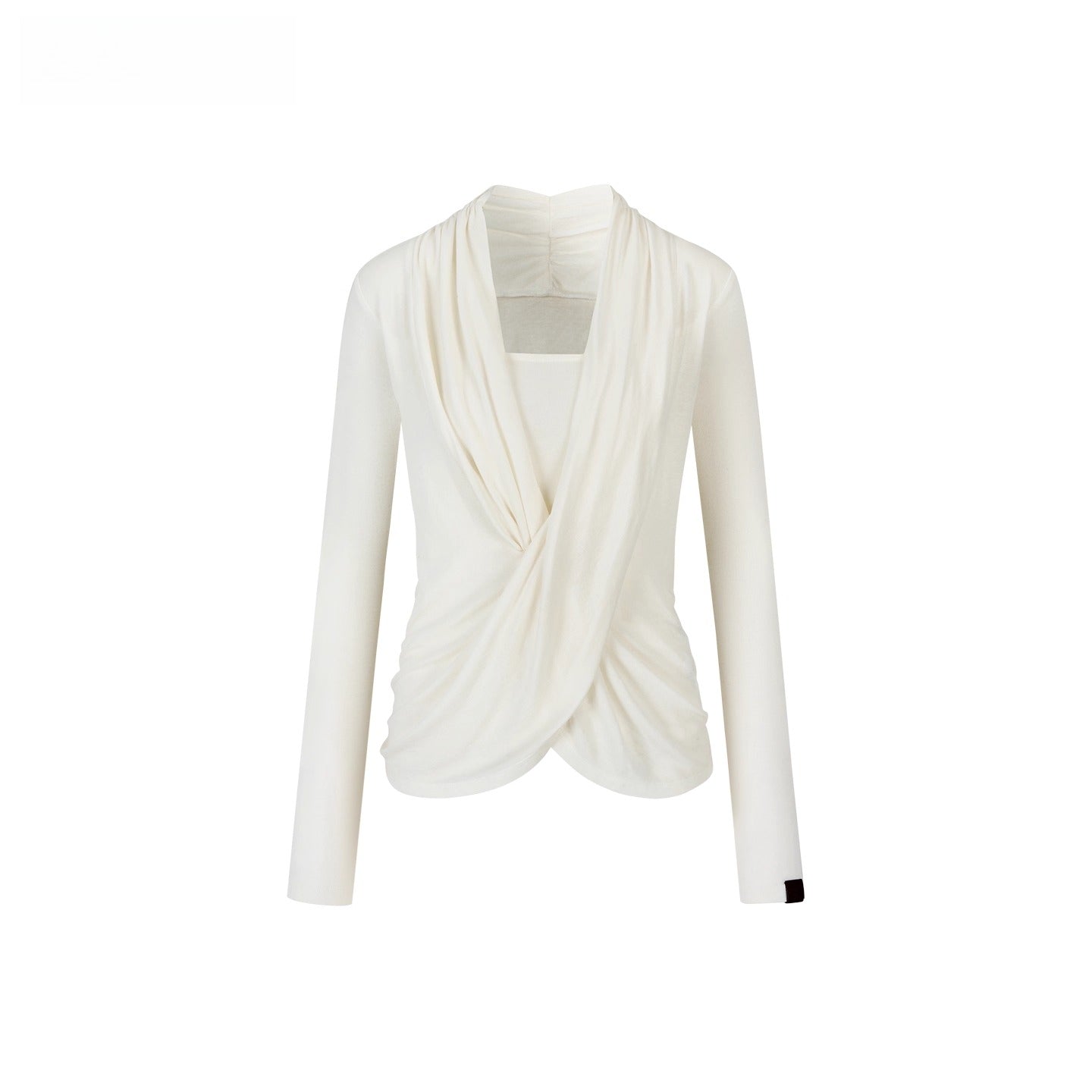 Draped Crossover Wool-Blend Asymmetric Blouse