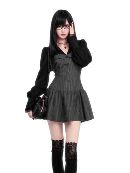 Stripe Tailored Two-Piece Dress Set