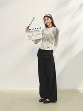 Two-piece Double-layer Ruffle Tie Straight Pants - CHINASQUAD