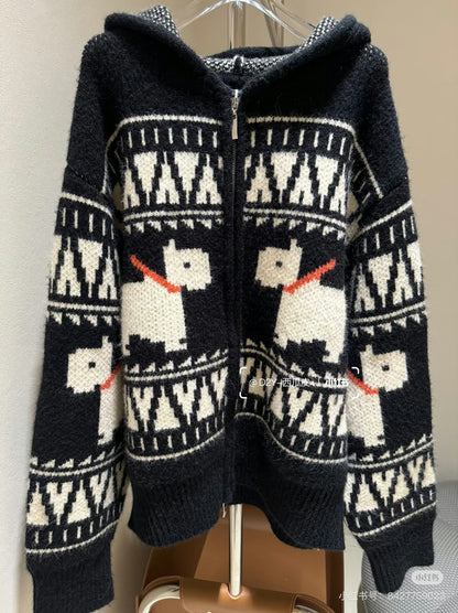 Mosaic Terrier Hooded Cardigan