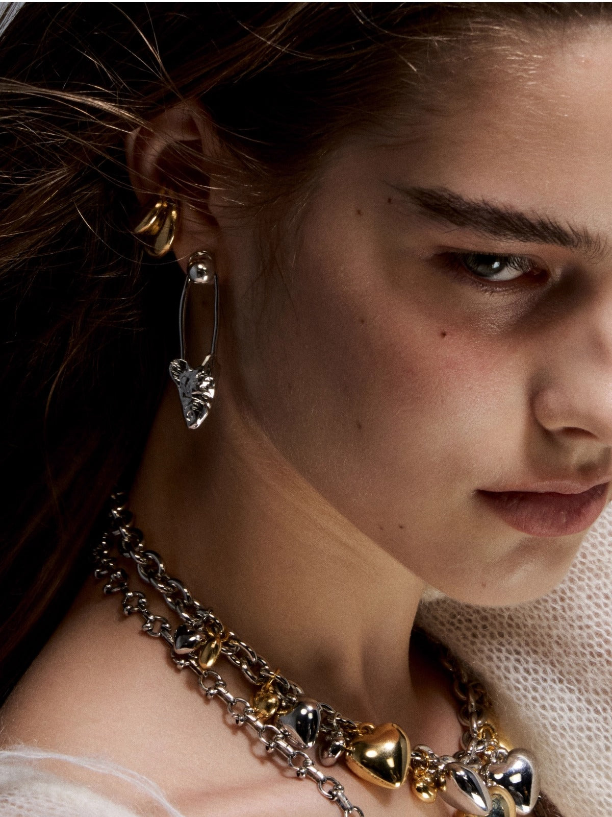 Paperclip Herringbone Stud Earrings