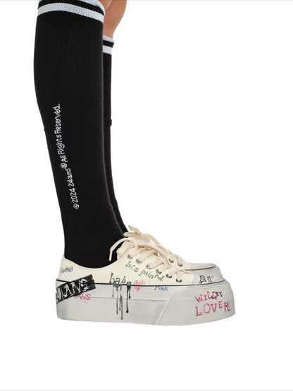 Dirty Fit Graffiti Platform Canvas Sneakers