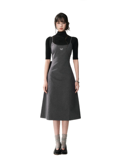 Minimalist Cotton A-Line Slip Midi Dress