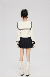 Black & Off-white Patchwork Lapel Sweater - CHINASQUAD