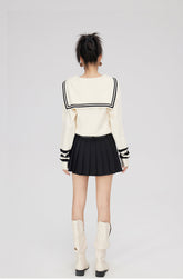 (Final Sale) Black & Off-white Patchwork Lapel Sweater - CHINASQUAD