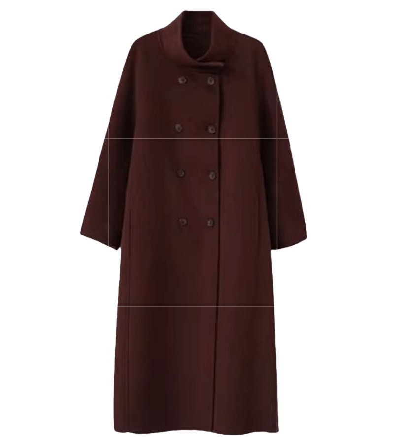 Stand-Collar Long Wool Coat