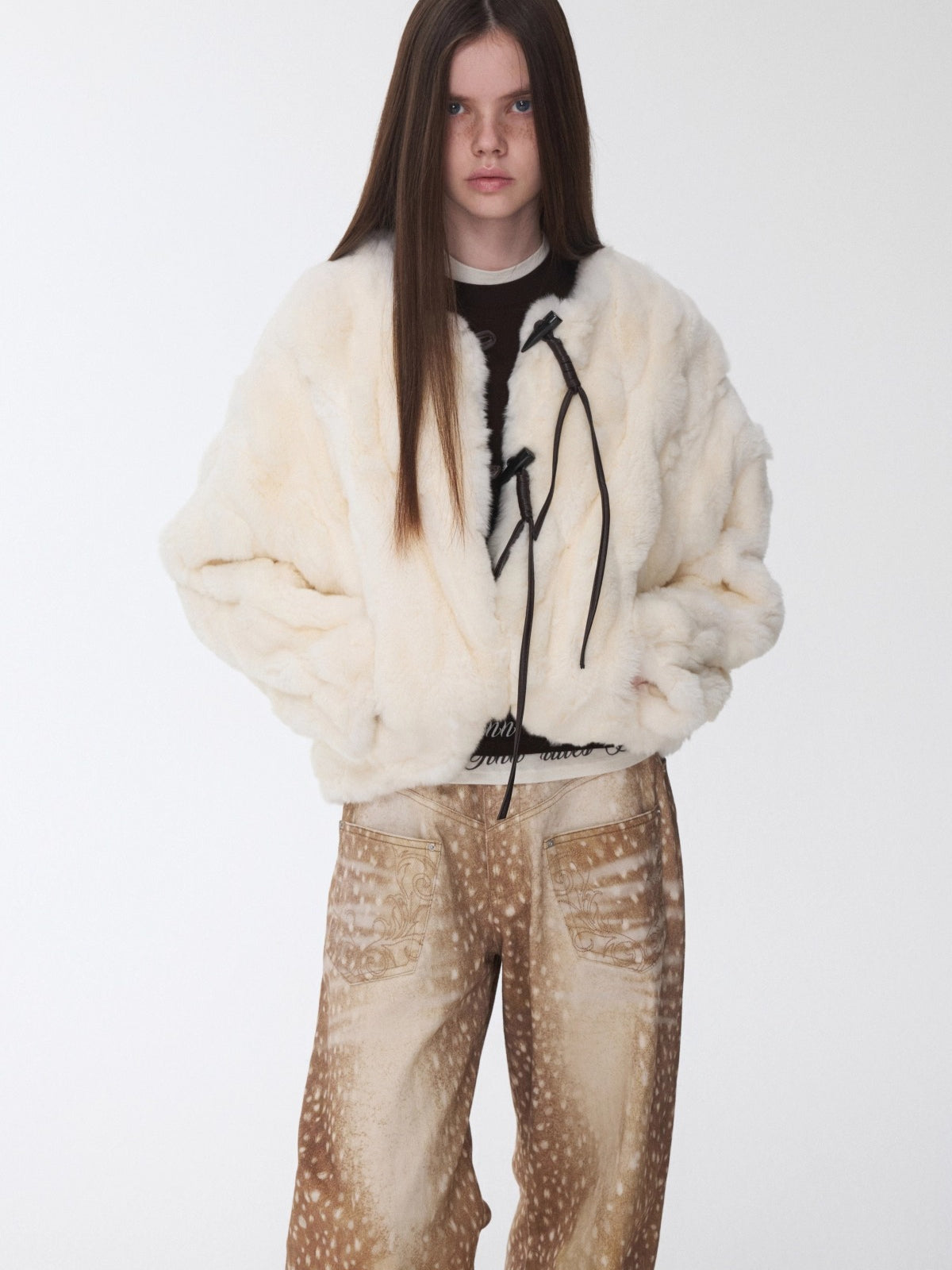 Fur Panel Horn-Buckle Jacket