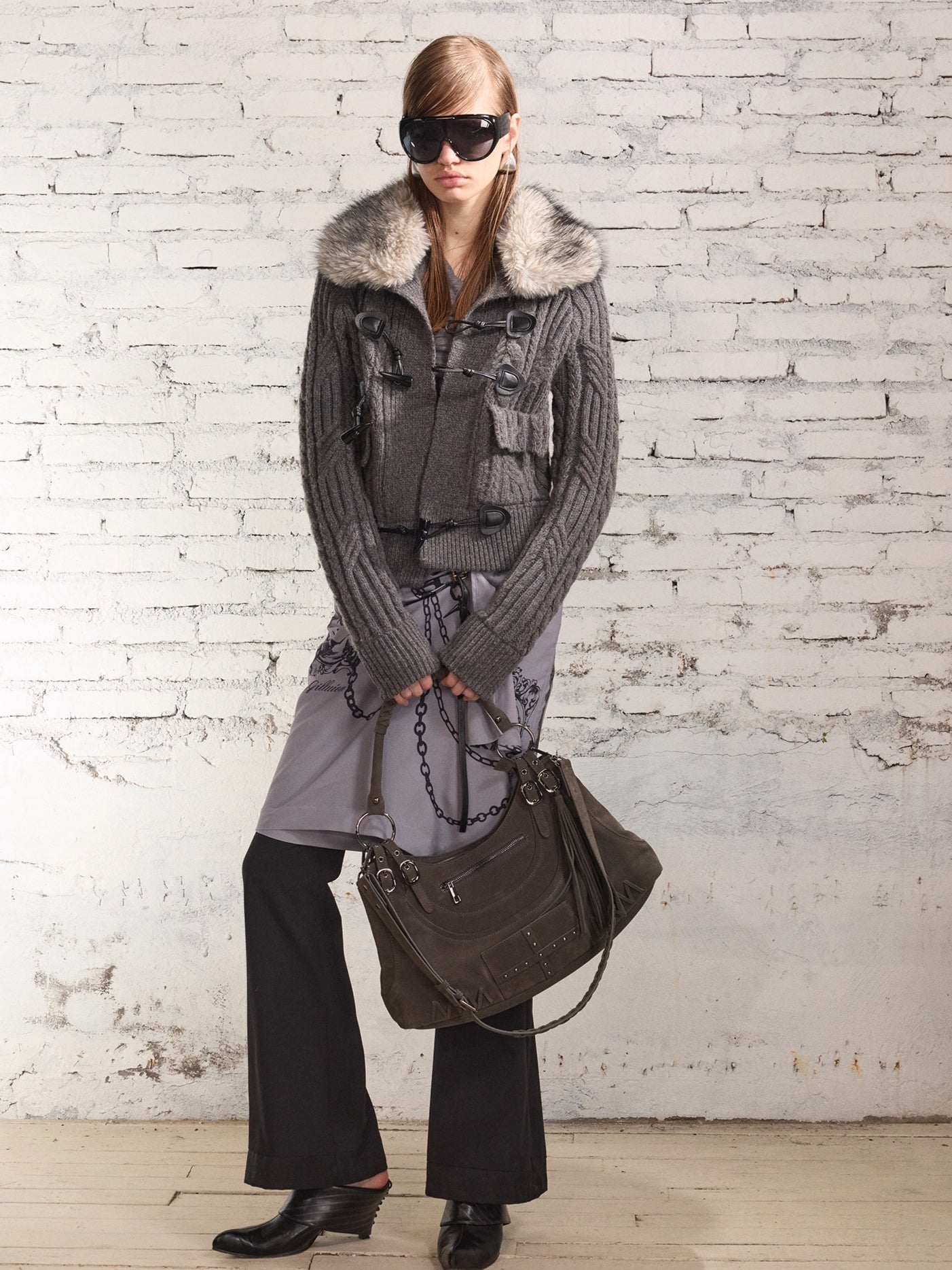 100% Wool Retro Cable-Knit Horn Button Jacket