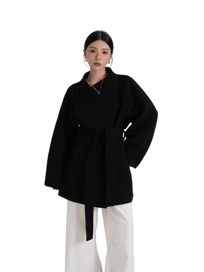 Tie-Belt Mid-Length Double-Faced Wool Jacket