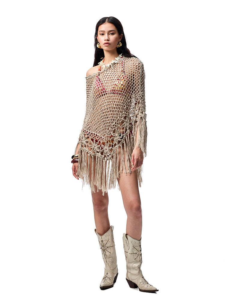 V-Mouth Pointed-Toe Leather Embroidered Denim Boots