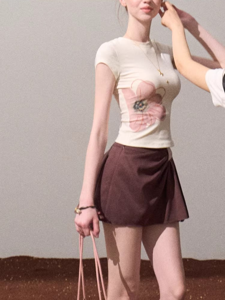 Slim-Fit Floral Print Short-Sleeve T-Shirt