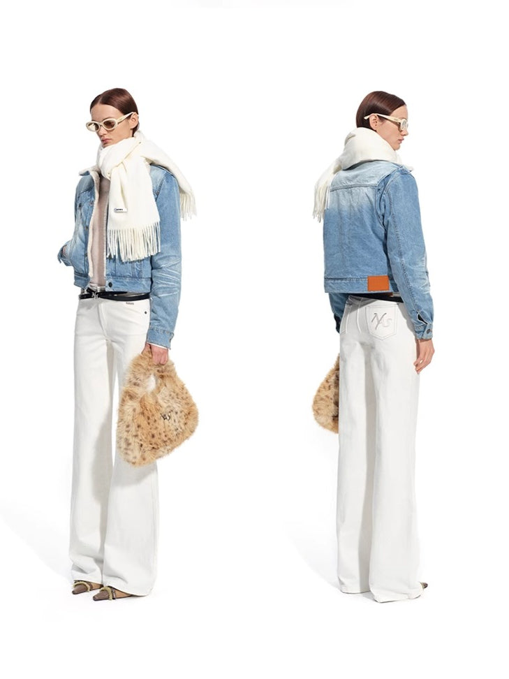&quot;Caraval Series&quot; Washed Twill Denim Cotton-Padded Jacket