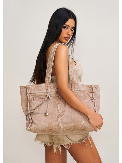 Compass Badge Patina Leather Flip Bag Medium Caramel Patina - CHINASQUAD