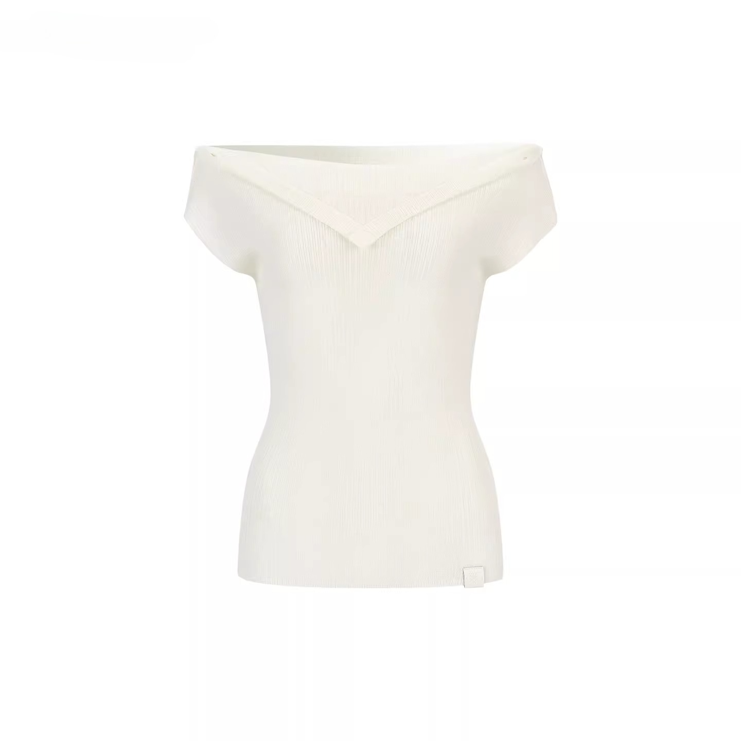 Folded Off-Shoulder Knit T-Shirt