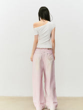 Printed Rhinestone Asymmetric Shoulder T-shirt - CHINASQUAD
