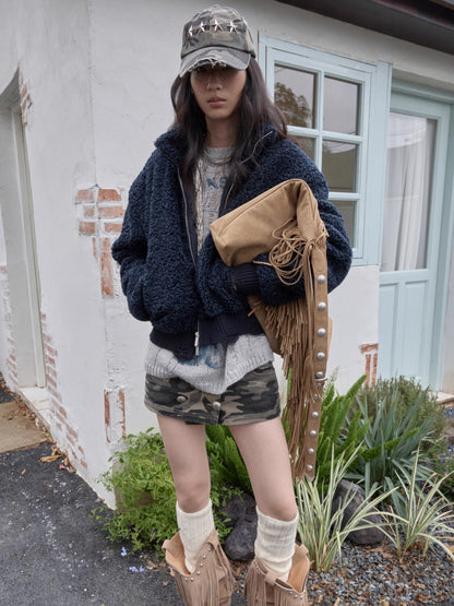 Washed Camo Double-Breasted Canvas Skort