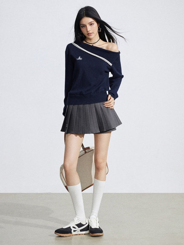Off-Shoulder Merino Wool Blend Knit Base Layer
