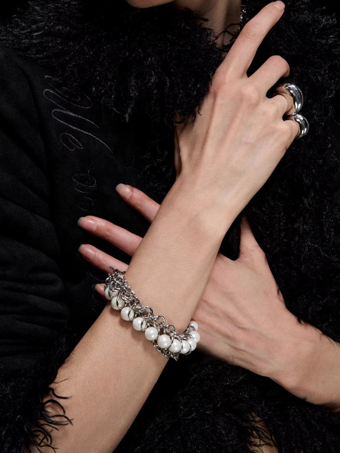 Wrapped Beaded Pearl Bracelet