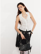 Lace Love Embroidery Polka Dot V-Neck Tank Top - CHINASQUAD