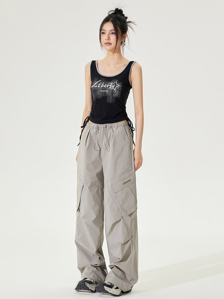 Pleated Low-rise Cargo Pants - CHINASQUAD