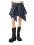 Plaid Tie Up Irregular Shirt Skirt - CHINASQUAD