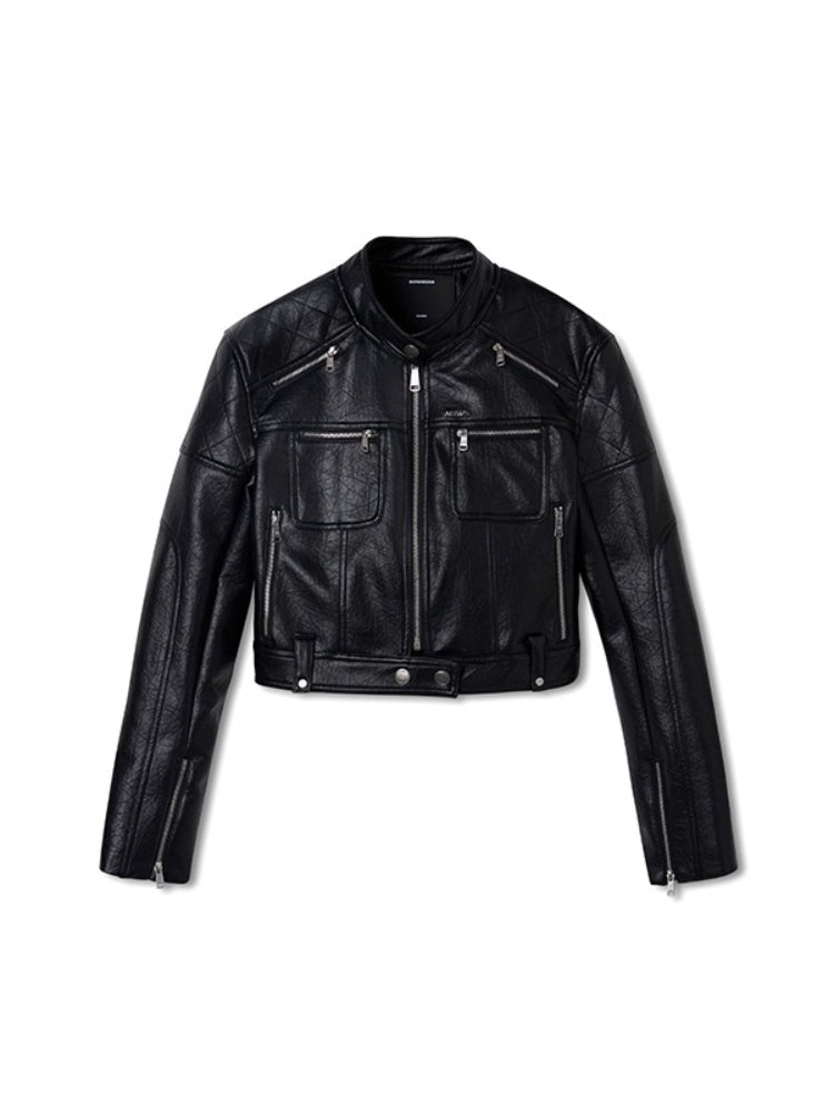 Matte Faux Suede Cropped Moto Jacket - CHINASQUAD