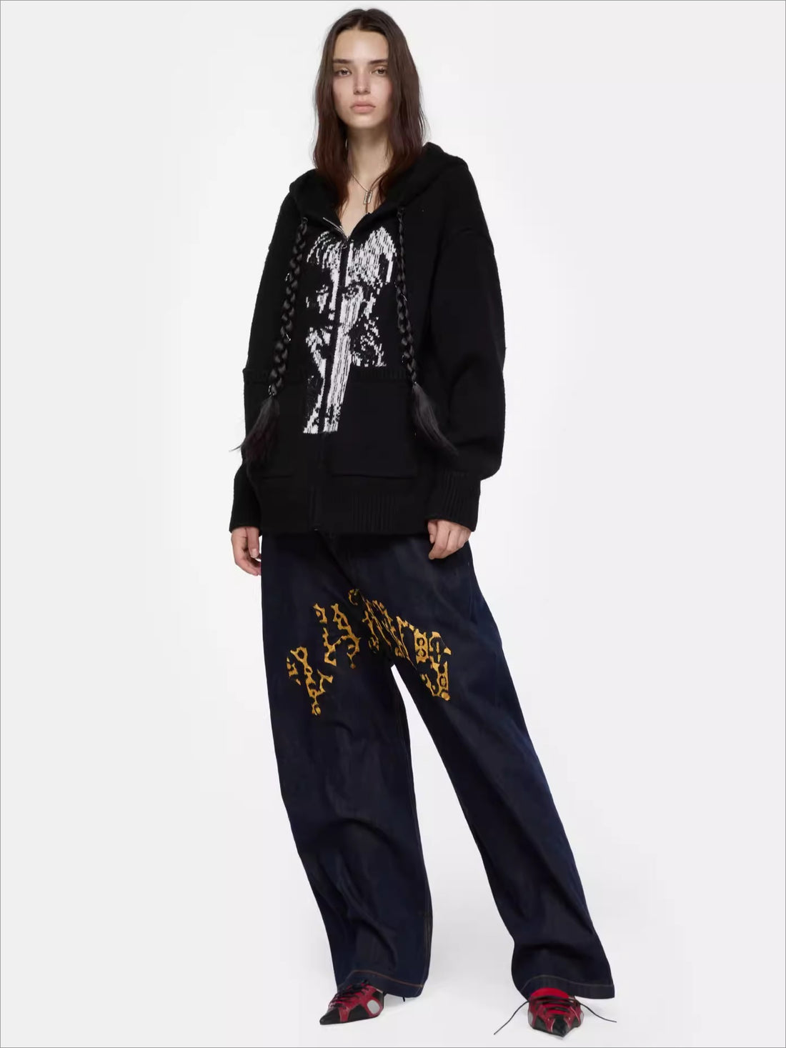 Detachable Braided-Detail Knit Sweater