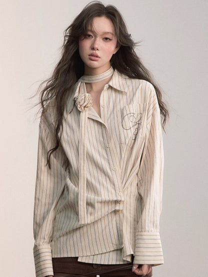 Two-Way Striped Cotton Shirt