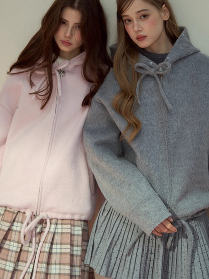 Rose Hooded Wool-Blend Jacket