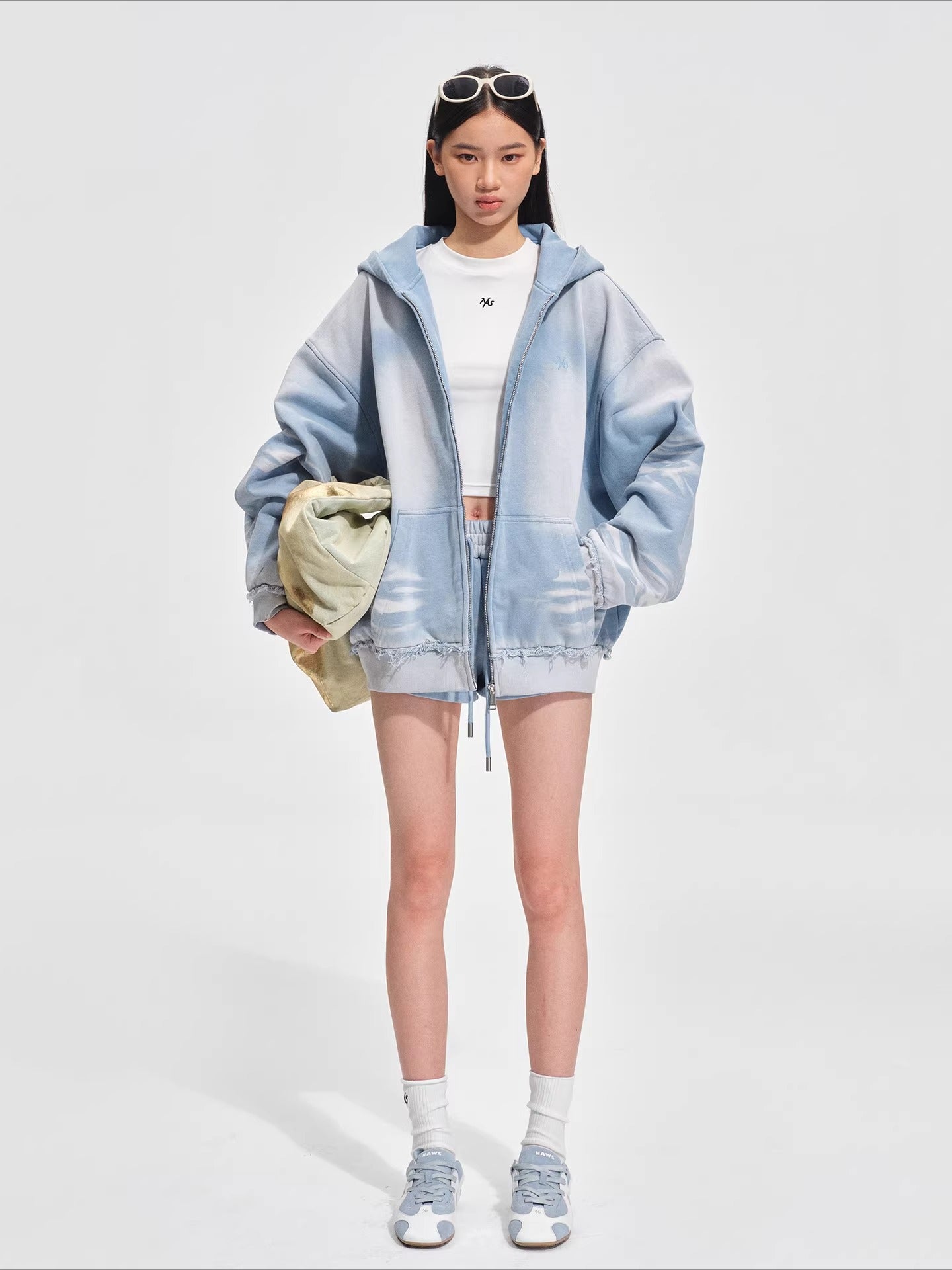 Vintage-Washed Oversized Hooded Sweatshirt