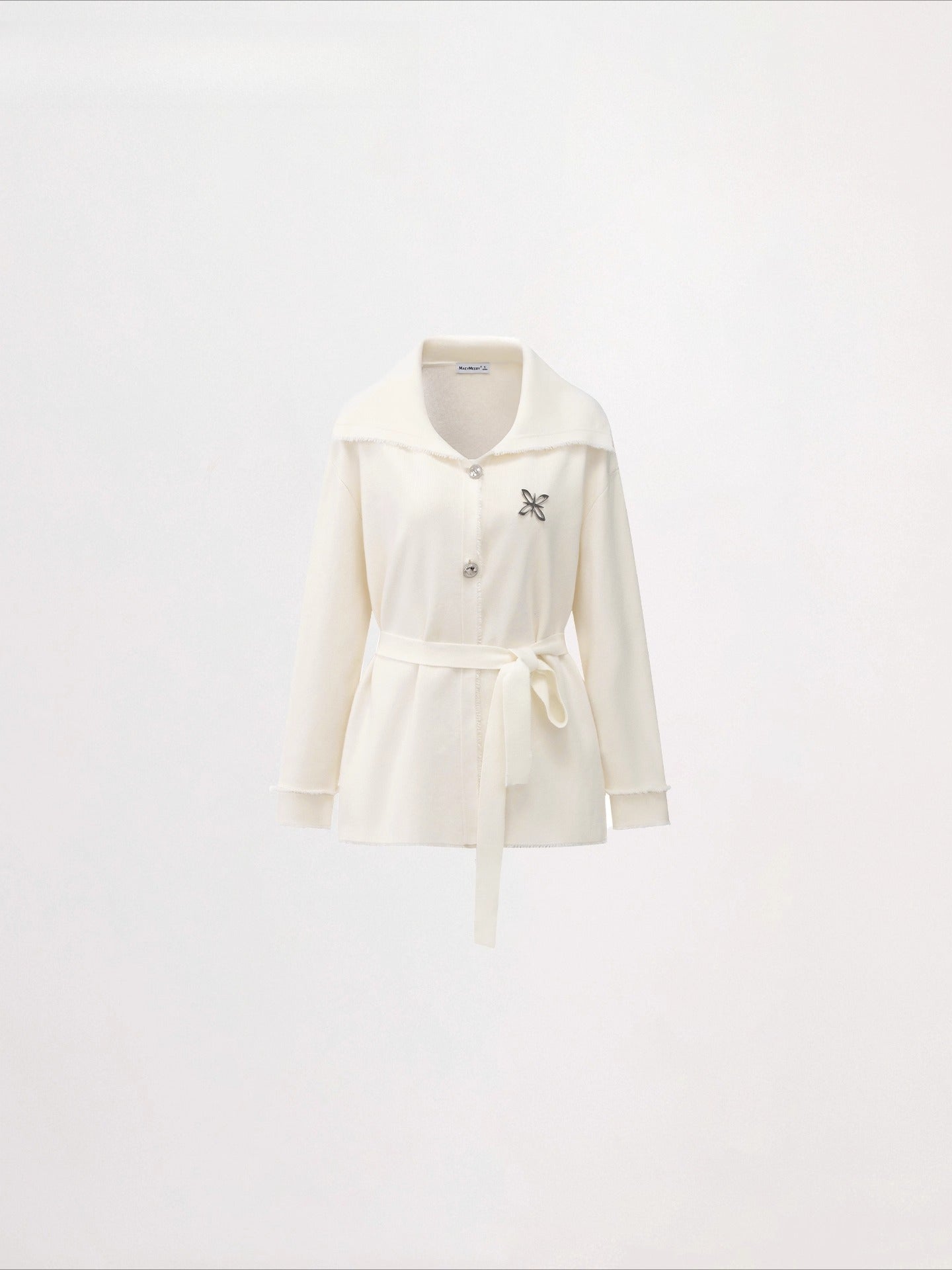 Belted Oversized Collar Knit Coat
