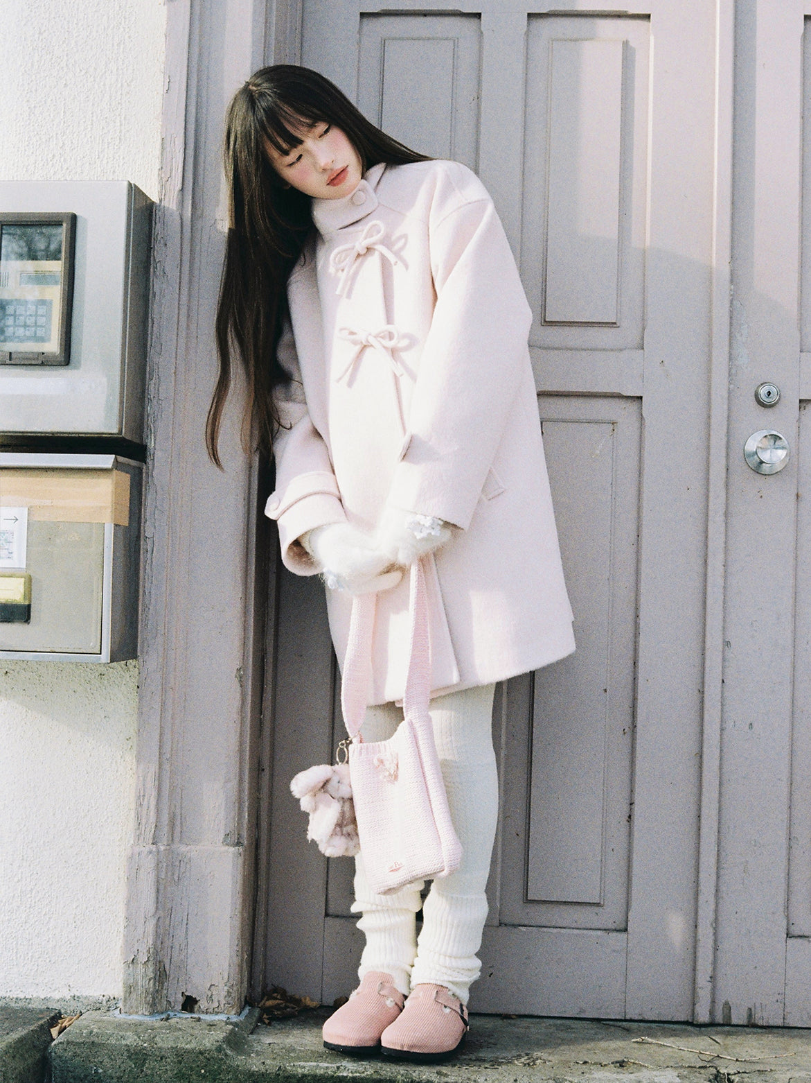  Hokkaido Pink Bow Collar Coat