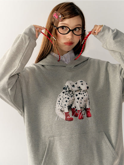 Printed Hooded Sweatshirt Jacket