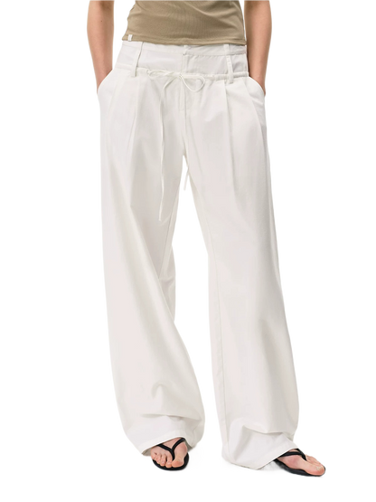 Lyocell Linen Drawstring Barrel-Leg Pants