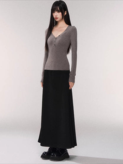 Waist-Cinching Slim-Fit Knit Base T-Shirt