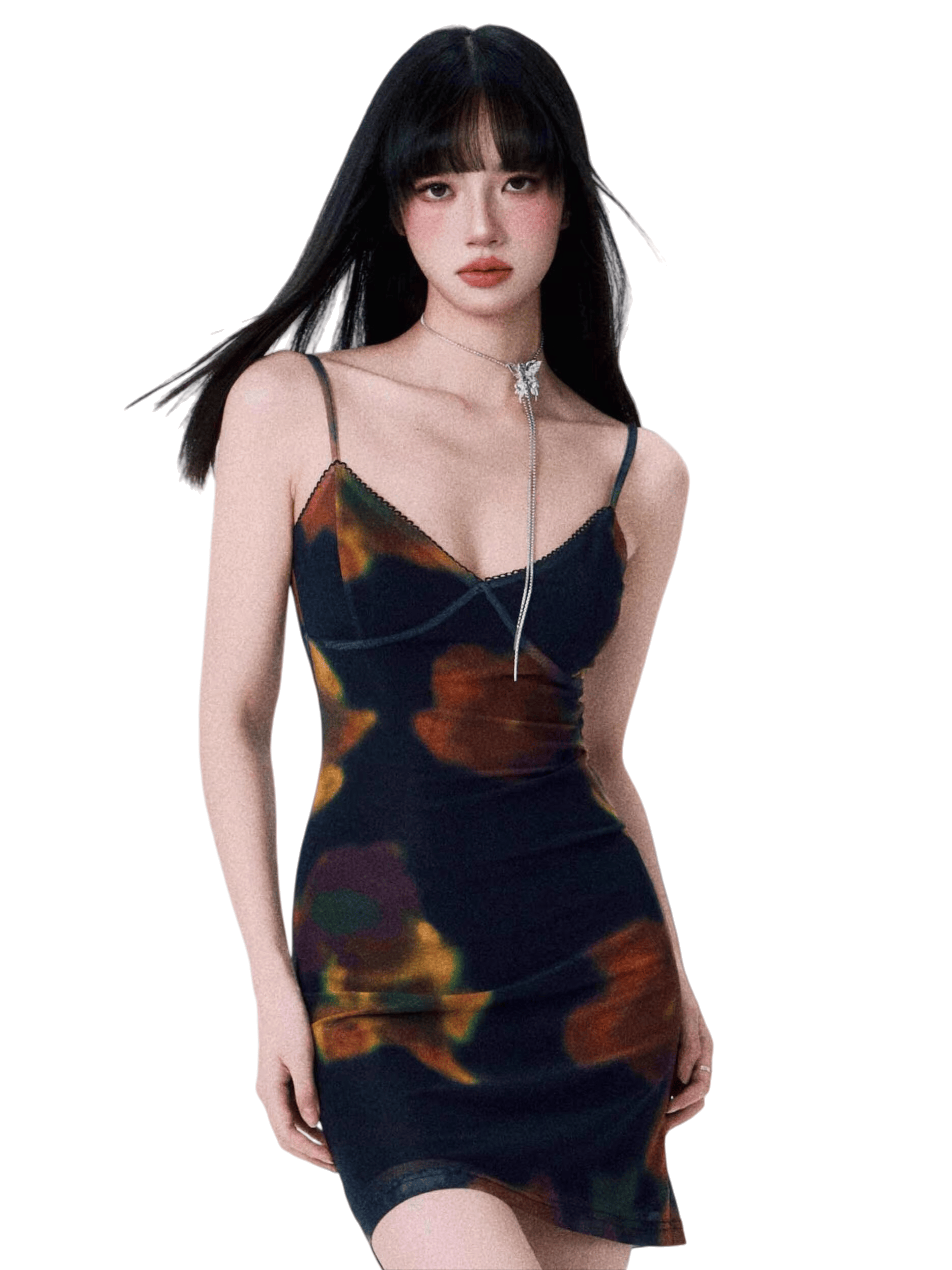 Vintage Printed Spaghetti-Strap Dress