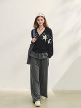 Single-breasted Star Argyle Knit Cardigan - CHINASQUAD