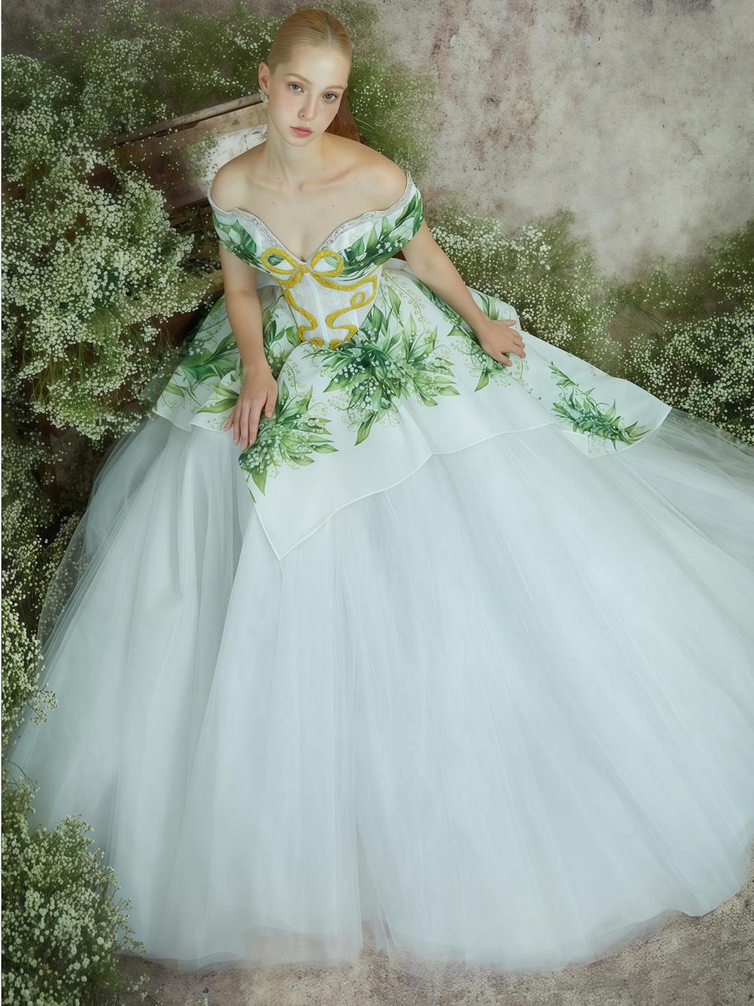 Lily Whisper Off-Shoulder Embroidered Couture Ball Gown