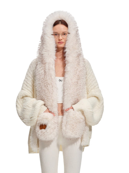 Polar Fur-Trimmed Knit Cardigan