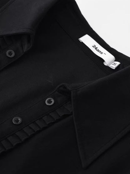 Backless Letter Print Lace-Trim Polo T-Shirt