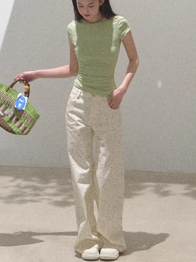 Pure Cotton Graphic Print Relaxed Pants