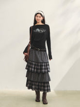 Plaid Patchwork Lace Waist Layered Cake Skirt - CHINASQUAD